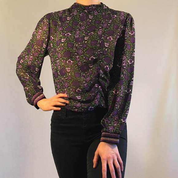 Sister Jane floral ruched blouse embellished cuffs - Picture 3 of 8